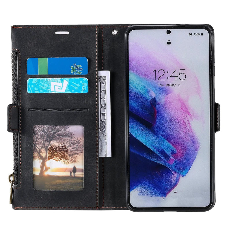 salelink.co.nz Unbranded Samsung S21 Case Wallet Zipper - Black Samsung S21 Case Wallet Zipper - Black | Action Outdoors NZ