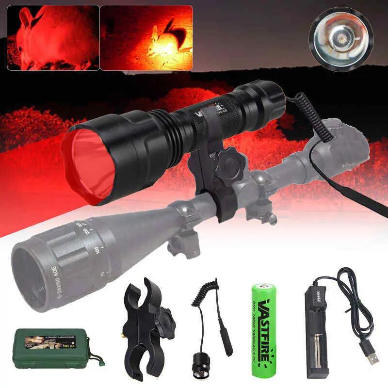 Tactical Red Flashlight Hunting Torch Light Camping Lamp Scope – view 2