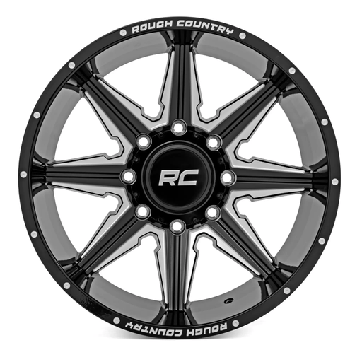 Rough Country 91 Series Gloss Black Milled Accents Wheel 22x12 8x180 – view 2