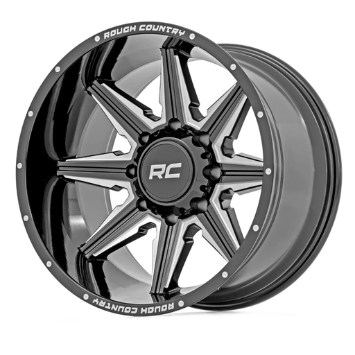 Rough Country 91 Series Gloss Black Milled Accents Wheel 22x12 8x180 – view 1