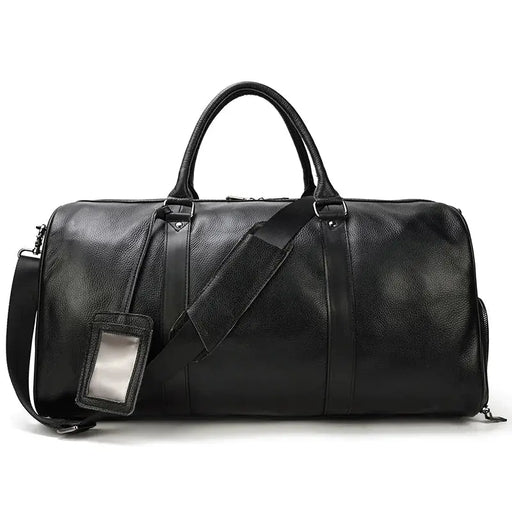 Leather Business Travel Bag - Premium Duffel with Multiple Compartments | Black & Bronze – view 1