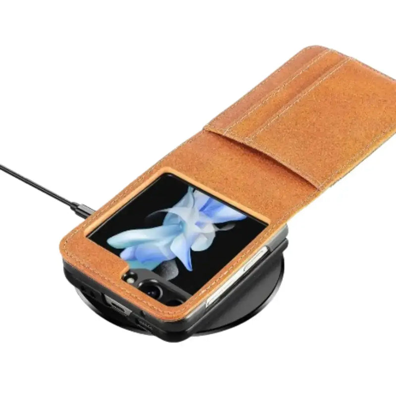 Habicare 9eight5 Leather Bag Case for Samsung Z Flip Series Leather Bag Case for Samsung Z Flip Series