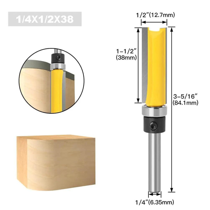 4Pcs Flush Trim Pattern Router Bit Set 1/4 Inch Shank Straight Flush Trim Tools – view 2