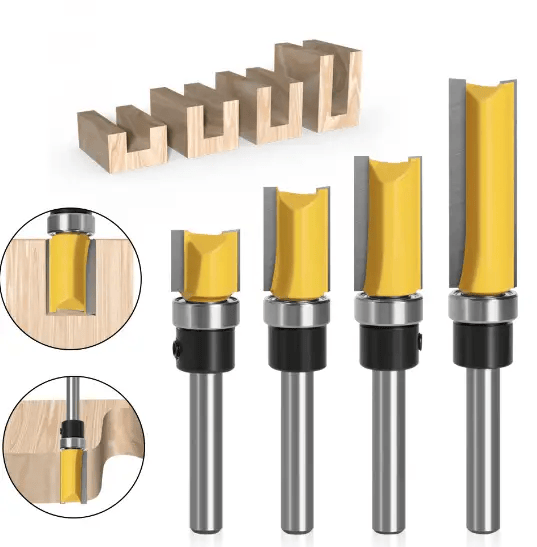 4Pcs Flush Trim Pattern Router Bit Set 1/4 Inch Shank Straight Flush Trim Tools – view 3