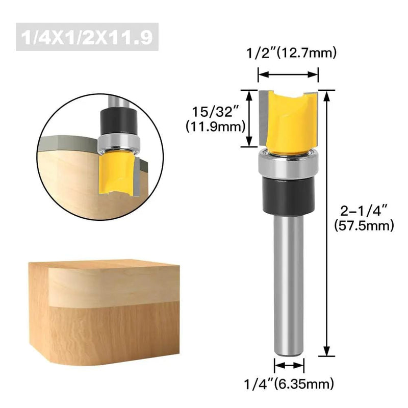4Pcs Flush Trim Pattern Router Bit Set 1/4 Inch Shank Straight Flush Trim Tools – view 5