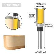4Pcs Flush Trim Pattern Router Bit Set 1/4 Inch Shank Straight Flush Trim Tools – view 6
