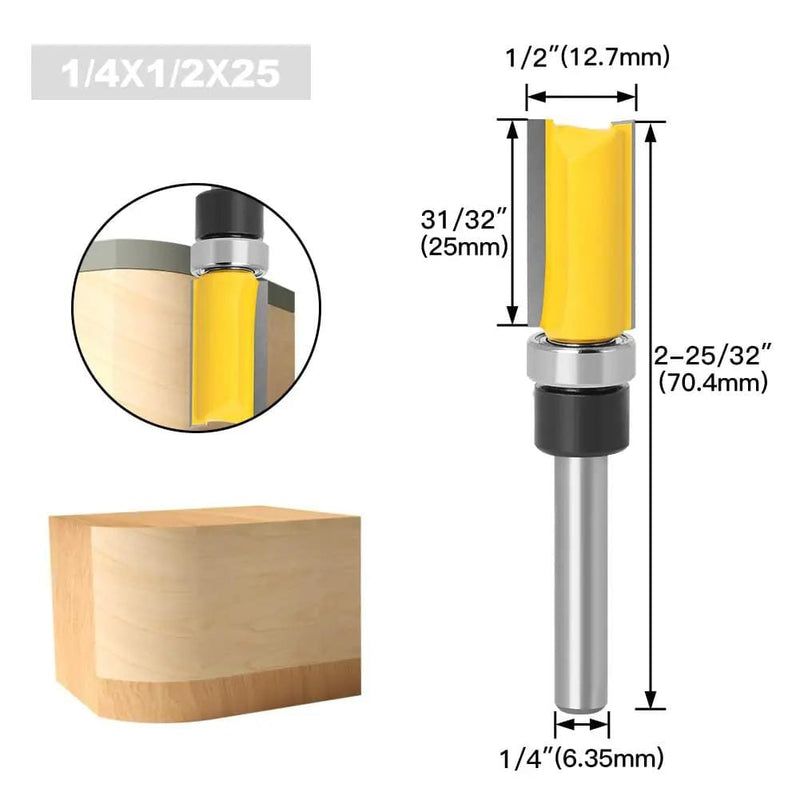 4Pcs Flush Trim Pattern Router Bit Set 1/4 Inch Shank Straight Flush Trim Tools – view 6
