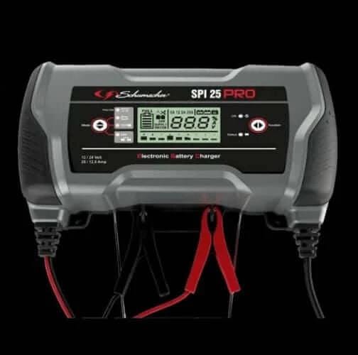 Schumacher SPI25 Pro Charger Multiphase Automatic Battery Charger 12V 24V With Backlit LCD Display For Auto Enthusiasts