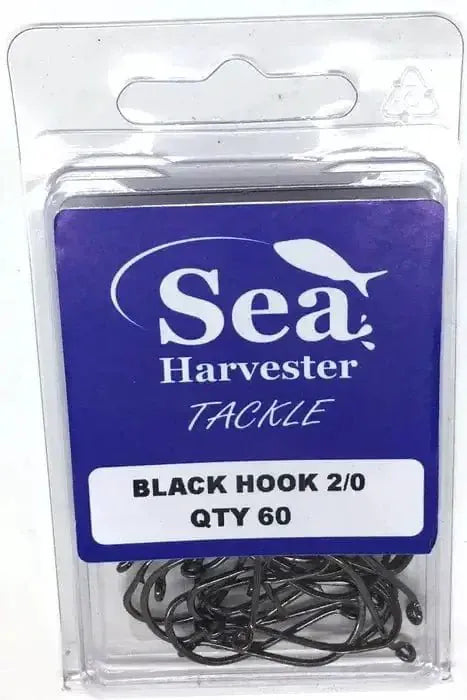 Sea Harvester Black Beak Hook 2/0 Bulk Pack 60 for Rigging Dead or Live Baits Tackle