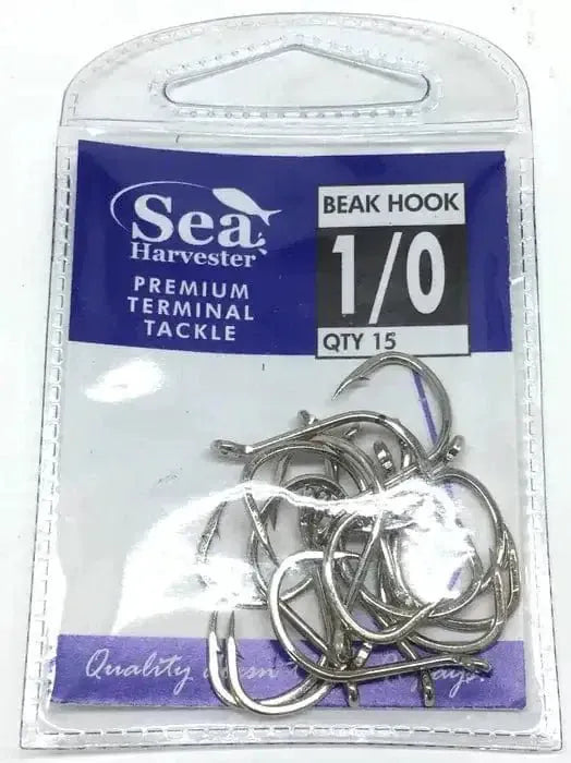 Sea Harvester Nickle Beak Hook 1/0 Pkt 15 Saltwater Anglers Choice Durable Reliable Corrosion Resistant Bait Rigging