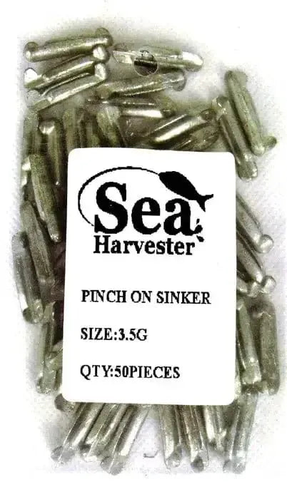Pinch On Sinkers 3.5g 50ct Sea Harvester Secure Ears For Anglers Easy Depth Control