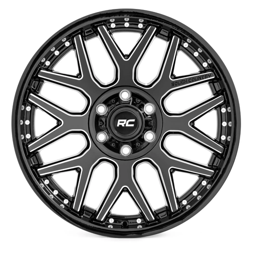 Rough Country 95 Series 22x10 Gloss Black Milled Wheel For Lifted Trucks – view 2