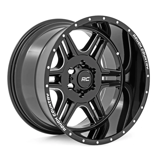 Rough Country 92 Series Gloss Black Milled Accents Wheel 22x12 8x180 Offset – view 1