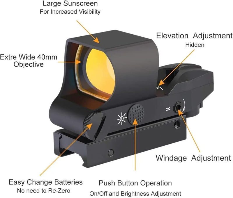 20mm Rail Tactical Red Dot Sight Holographic Reflex Scope – view 2