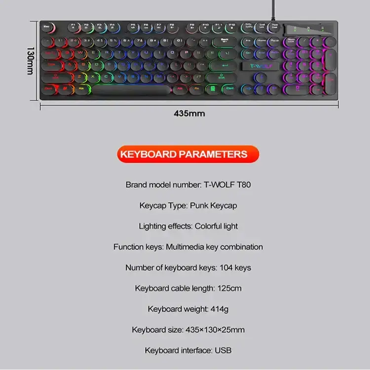 Shadow Mechanical Wired Gaming Keyboard (3 colours available) – view 4