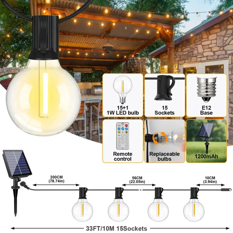 Shatterproof Solar String Lights G40 (Waterproof) with USB & Remote Control – view 13