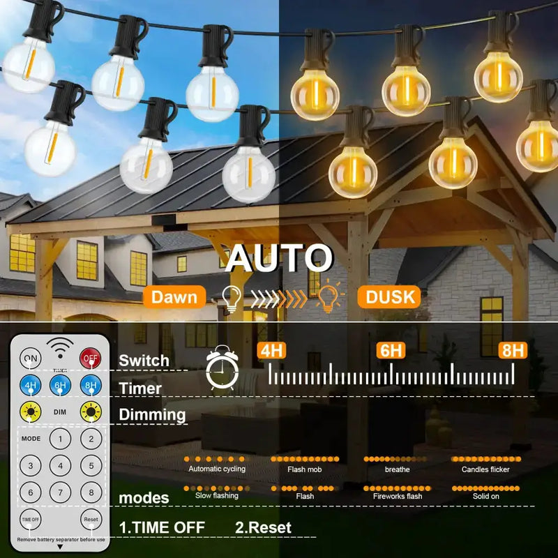 Shatterproof Solar String Lights G40 (Waterproof) with USB & Remote Control – view 5