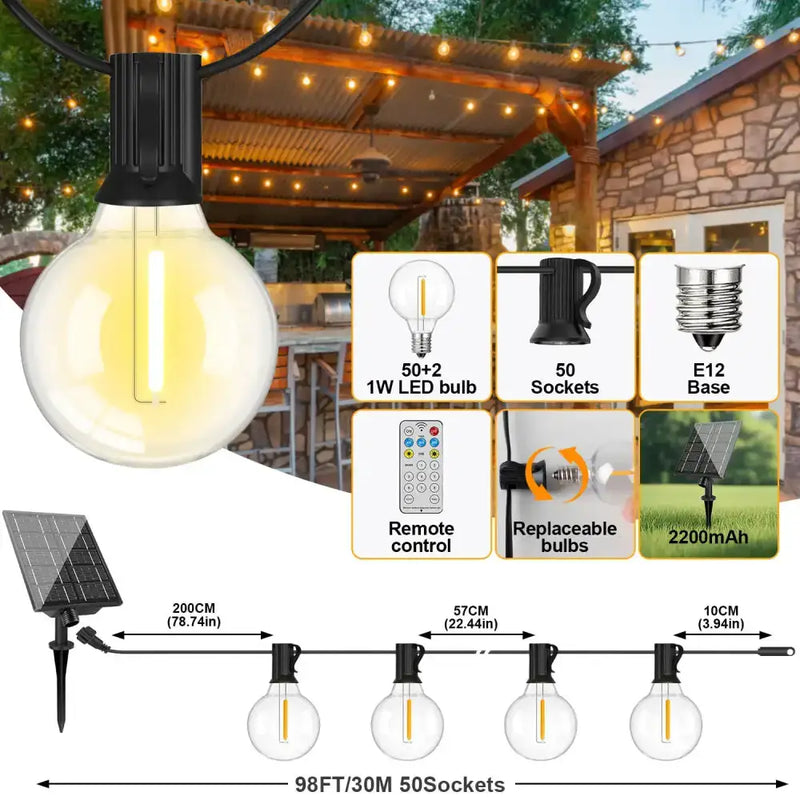 Shatterproof Solar String Lights G40 (Waterproof) with USB & Remote Control – view 14