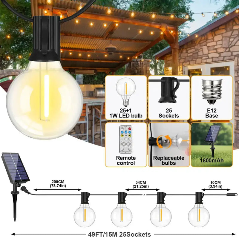 Shatterproof Solar String Lights G40 (Waterproof) with USB & Remote Control – view 16