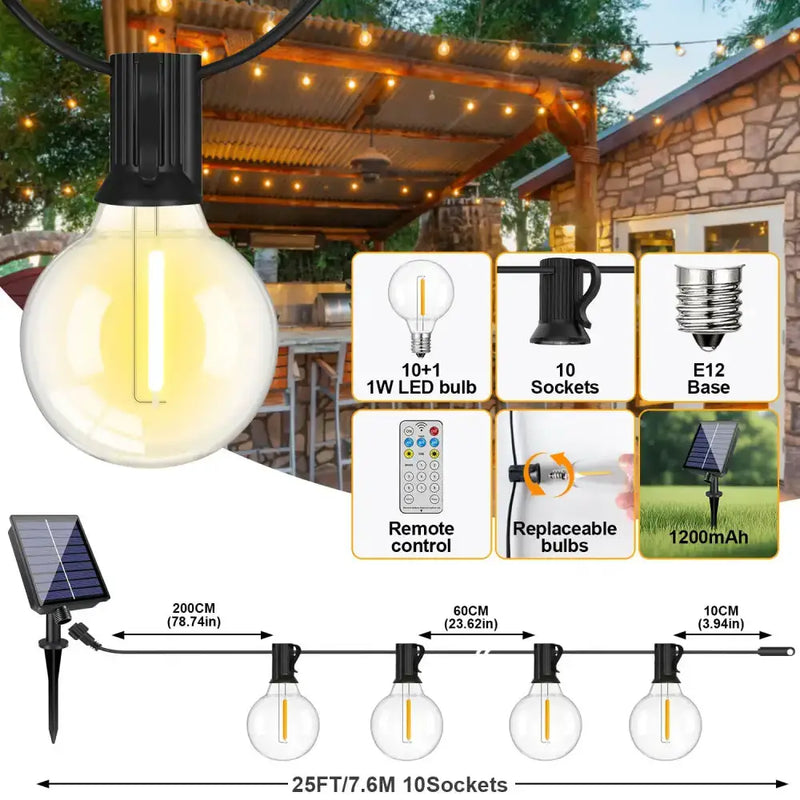 Shatterproof Solar String Lights G40 (Waterproof) with USB & Remote Control – view 17