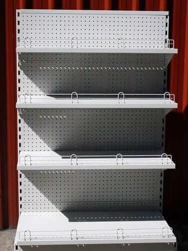 Actionoutdoors-East Single Sided Dairy Shelving Pegboard Backed Standard Kitset Racking For Dairies And Retail