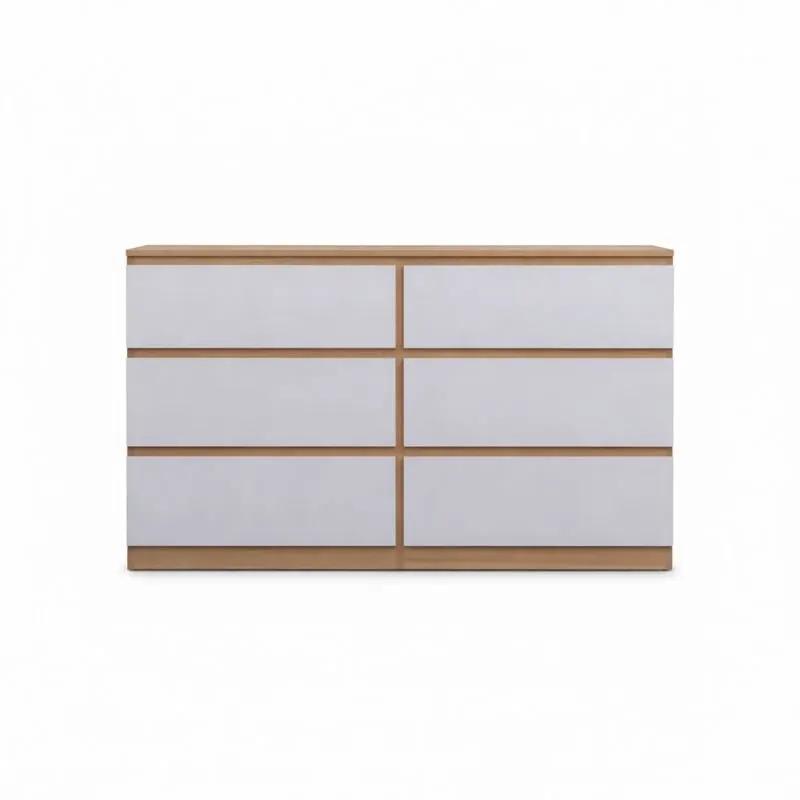 sue-e furniture Low boys 'Monaco' Chest of 6 Drawers White + Oak 'Monaco' Chest of 6 Drawers White + Oak