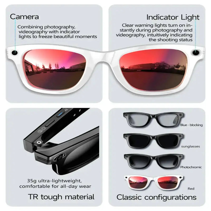 Smart AI Camera Glasses – 8MP HD, Photo/Video, Waterproof (5 types available) – view 8