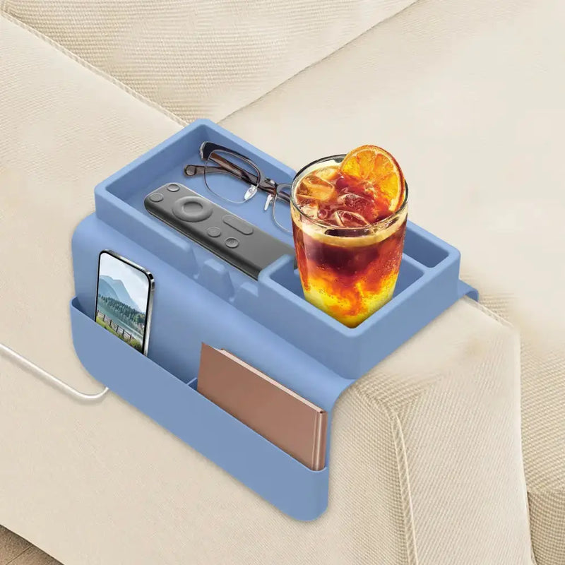 Habicare Silicone Sofa Armrest Tray with Dual Cup Holders Silicone Sofa Armrest Tray with Dual Cup Holders