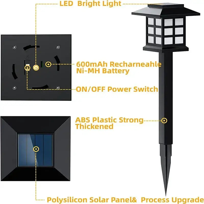 Habicare SS Solar LED Pathway Lights (2/4/6/8Pcs) Solar LED Pathway Lights (2/4/6/8Pcs)
