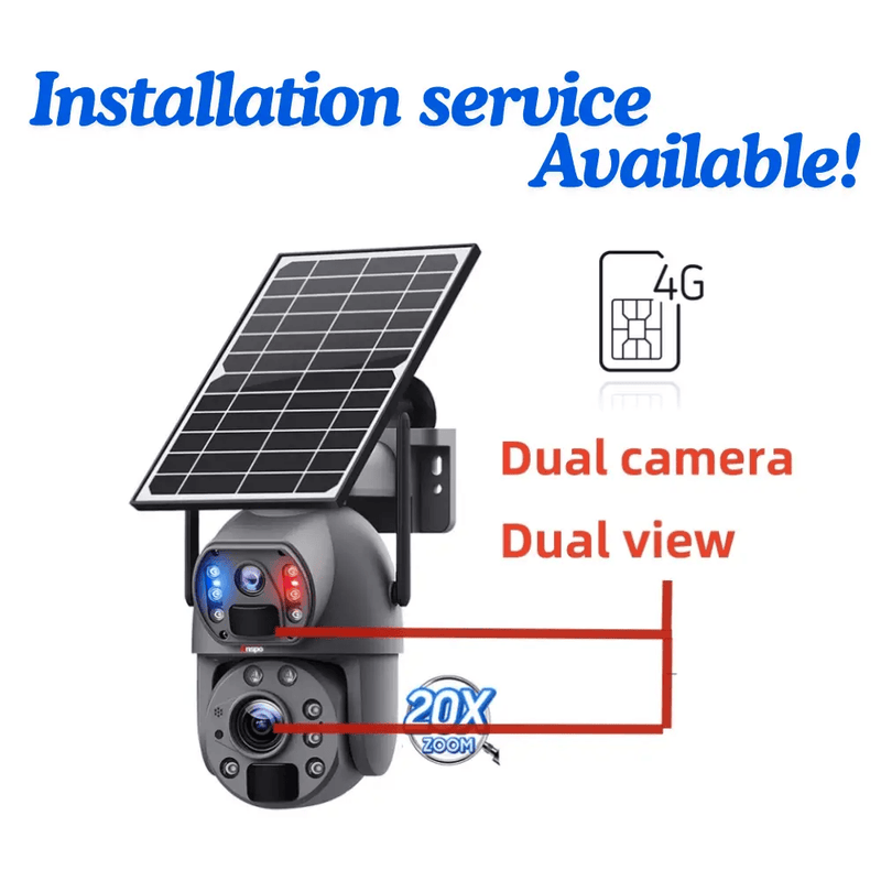 Kiwi Grab Kiwi Grab Dual camera 4G SIM SOLAR security camera wireless free batteries with 64GB card Dual camera 4G SIM SOLAR security camera wireless free batteries with 64GB card