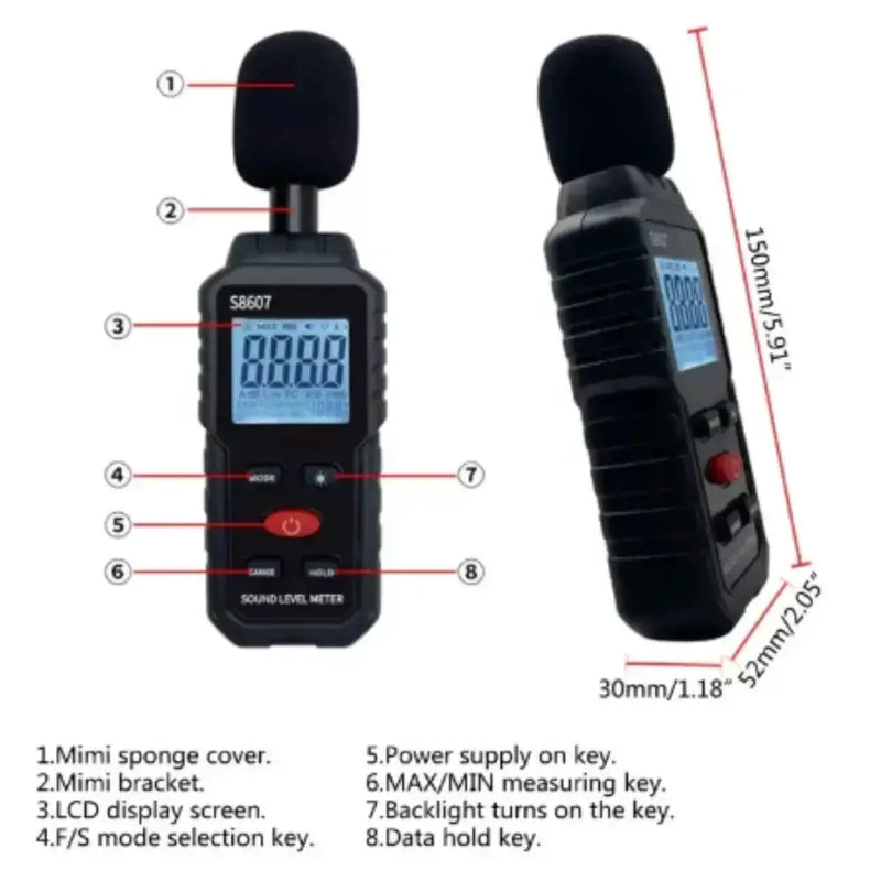 Habicare HBC Sound Level Meter Habicare S8607 Digital Sound Level Meter 30-130dB