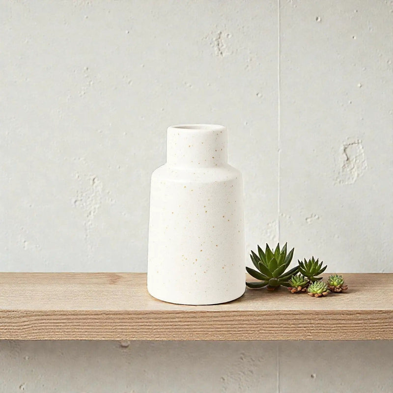 Cotton Speckle Ceramic Bud Vase White For Minimalist Home Decor – view 1