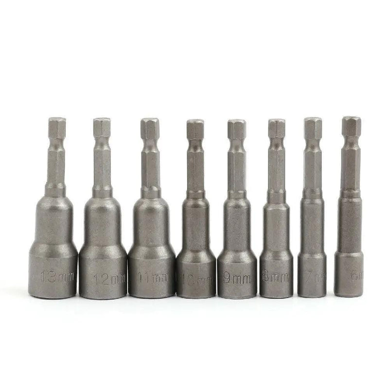 8PCS Socket Magnetic Nut Driver Set Drill Bit Adapter 1/4'' Hex Shank 6-13MM – view 1