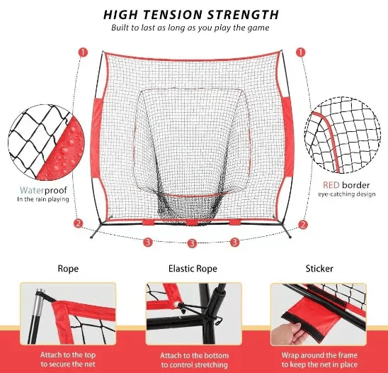 salelink.co.nz Unbranded 213x213cm Baseball Softball Practice Net Baseball Softball Practice Net 213x213cm With Stand