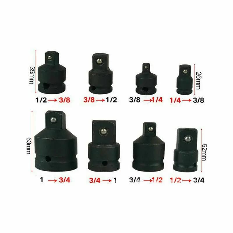 8pc Impact Socket Adaptor Set Ratchet Increaser Reducer Convertor 1/4''-1" Drive – view 4