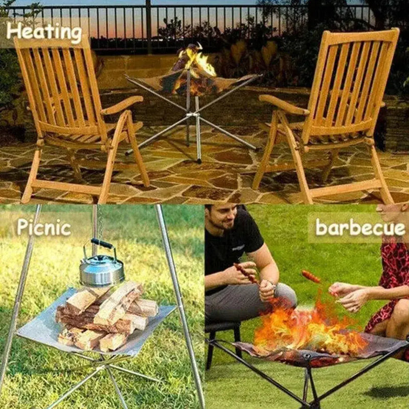 Habicare SS Stainless Steel Foldable Camping Fire Pit & BBQ Rack Stainless Steel Foldable Camping Fire Pit & BBQ Rack