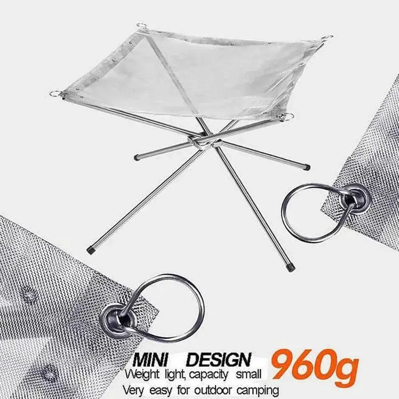 Habicare SS Stainless Steel Foldable Camping Fire Pit & BBQ Rack Stainless Steel Foldable Camping Fire Pit & BBQ Rack