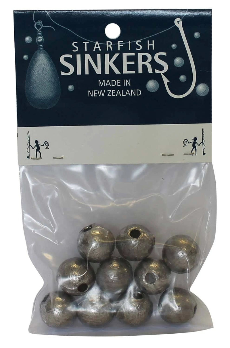 starfish Ball Sinkers Starfish Ball Sinker Packet 3/4oz (10 per pack) Starfish Ball Sinker Pack Three Quarter Ounce