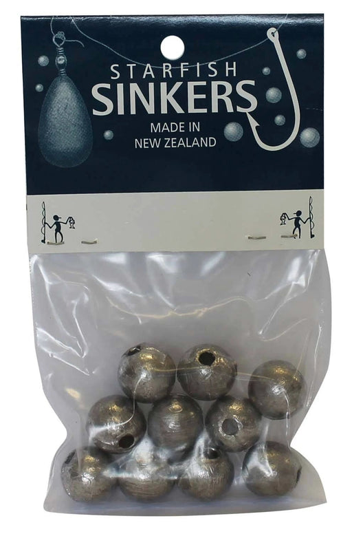 starfish Ball Sinkers Starfish Ball Sinker Packet 3/4oz (10 per pack) Starfish Ball Sinker Pack Three Quarter Ounce