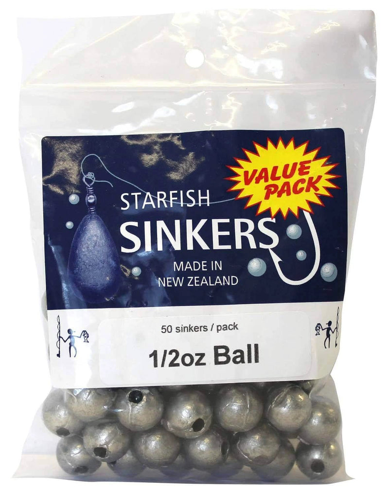 starfish Ball Sinkers Starfish Ball Sinker Value Pack 1/2oz (50 per pack) Starfish Ball Sinker Value Pack Half Ounce 50 Count
