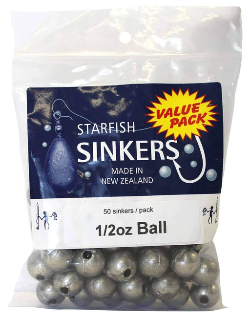 starfish Ball Sinkers Starfish Ball Sinker Value Pack 1/2oz (50 per pack) Starfish Ball Sinker Value Pack Half Ounce 50 Count