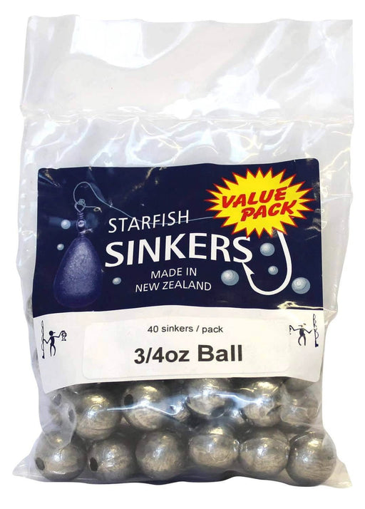 starfish Ball Sinkers Starfish Ball Sinker Value Pack 3/4oz (40 per pack) Starfish Ball Sinker 3/4oz Value Pack Fishing