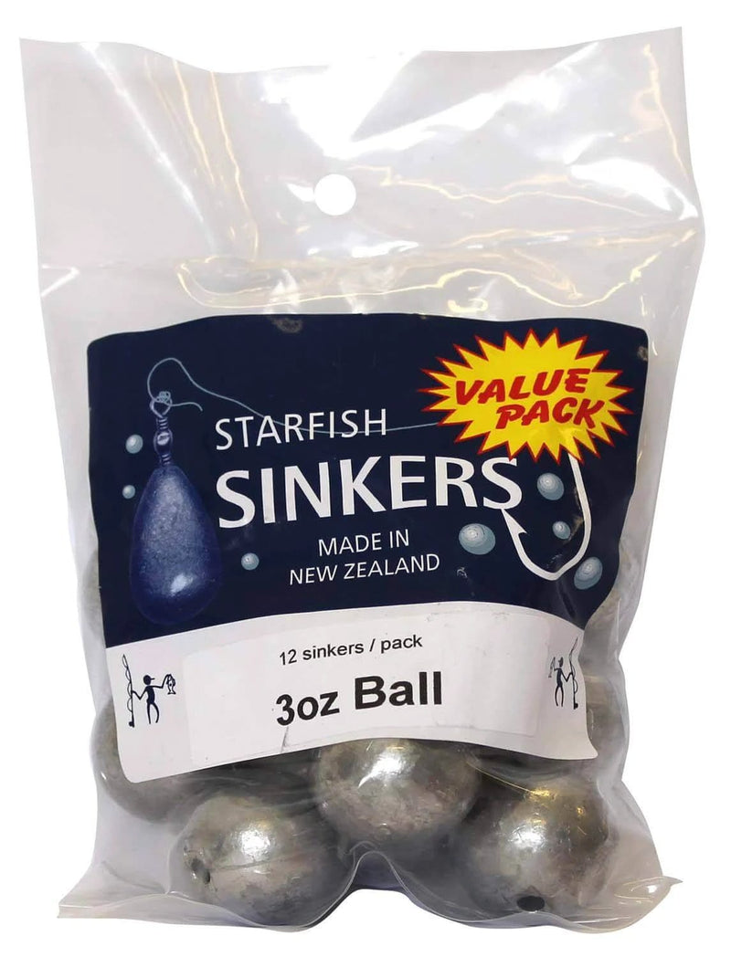 starfish Ball Sinkers Starfish Ball Sinker Value Pack 3oz (12 per pack) Starfish Ball Sinker Value Pack 3oz 12 Pack