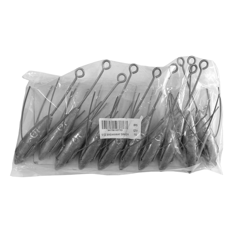Breakaway Sinker Bulk Pack 5oz (10 per pack) - high tensile wire sinkers for surfcasting and long casting.