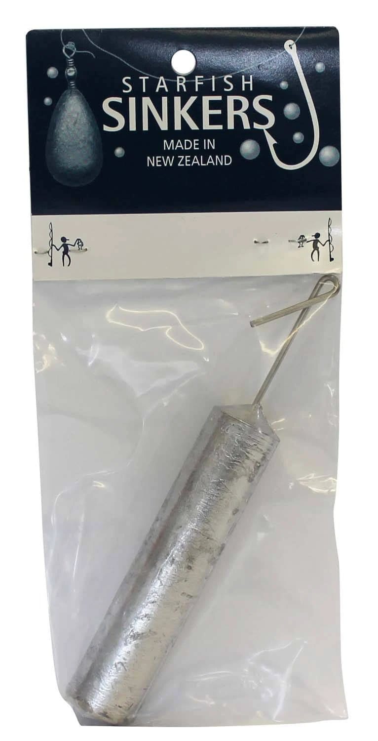 Starfish Long Line Sinker 8oz NZ Made Durable Cylindrical Sinker Built In Loop For Beach Fishing