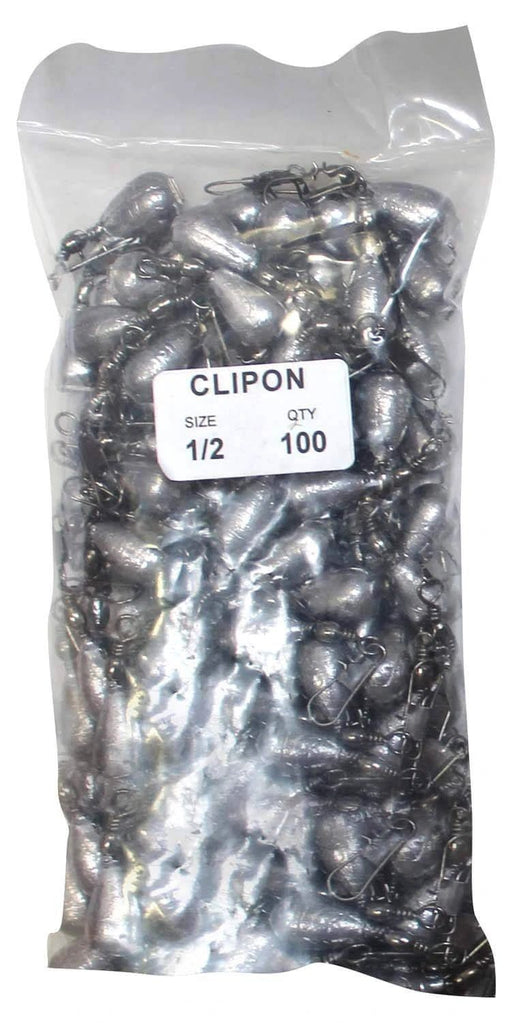 Clip On Sinkers Half Ounce Bulk Pack by Starfish for Anglers Snag Free Rigging 100 Count