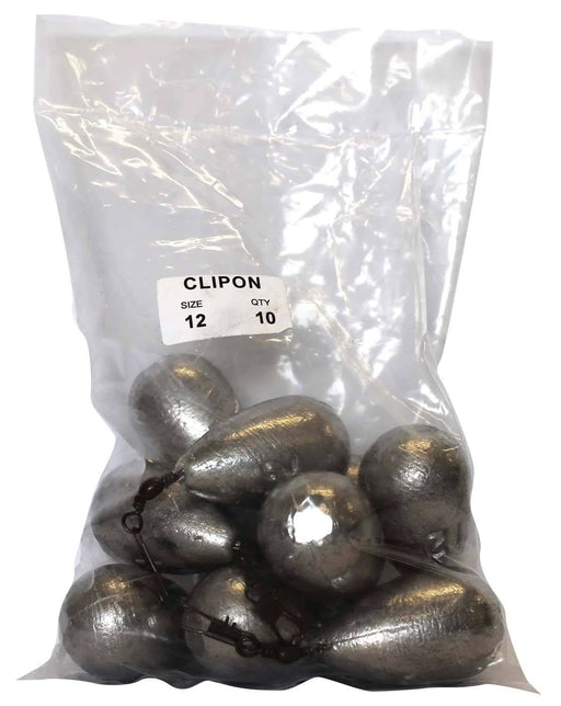 Starfish Clip On Sinkers 12oz Bulk Pack For Anglers Deep Depth Control With Quick ClipOn Swivel