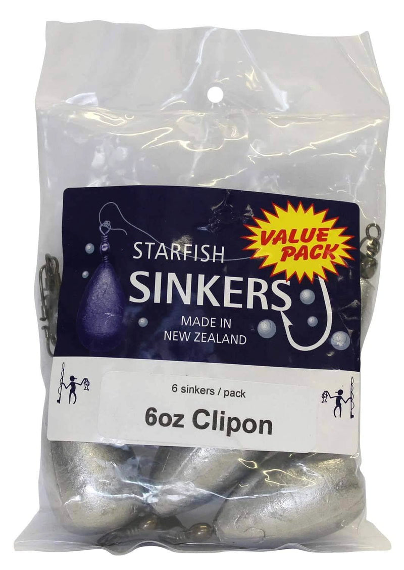 starfish Snap On Sinkers Starfish Clipon Sinker Value Pack 6oz (6 per pack) Starfish Clipon Sinkers 6oz Value Pack Of 6