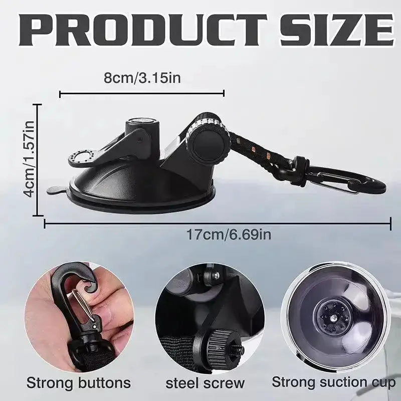 Habicare Heavy-Duty Car Suction Cup Anchor with Hook & Carabiner Heavy-Duty Car Suction Cup Anchor with Hook & Carabiner