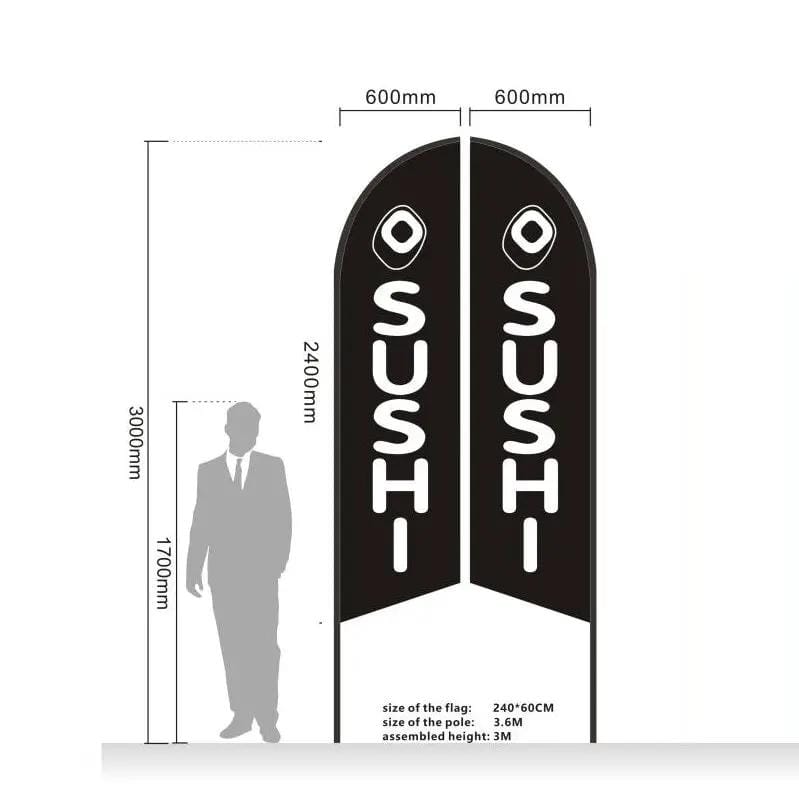 'SUSHI' 3.4m Ground Drill/SET Commercial Feather Banner Flag – view 1